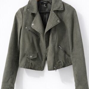 Forever 21 Olive Suede Moto Jacket - Women's